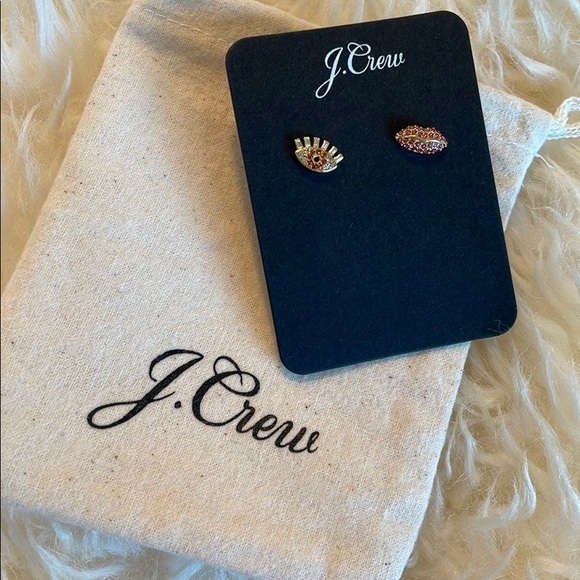 NWT J Crew Lip and Eye Pave Earrings - Picture 5 of 6